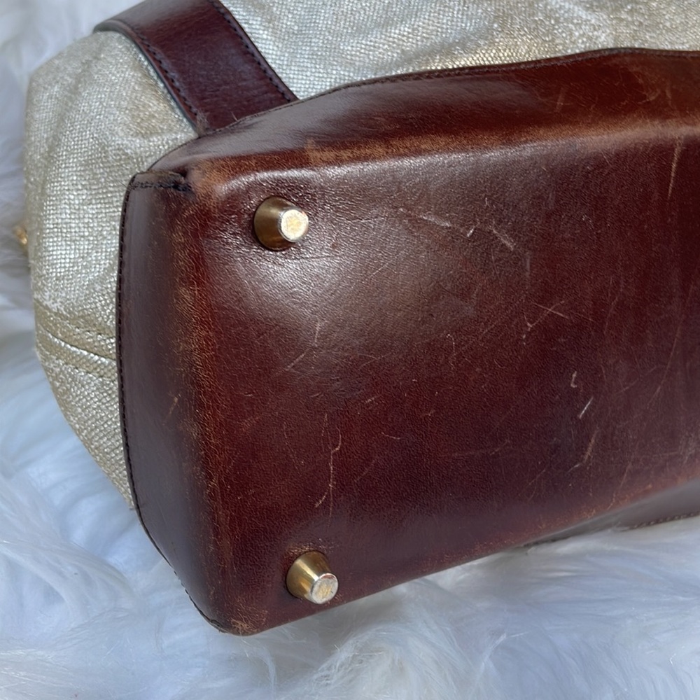 Burberry gold metallic coated canvas  satchel - Picture 7 of 16